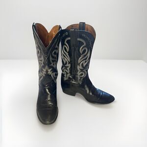 Dan Post Black Leather Western Cowboy Boots- 9 EW  Made in Mexico